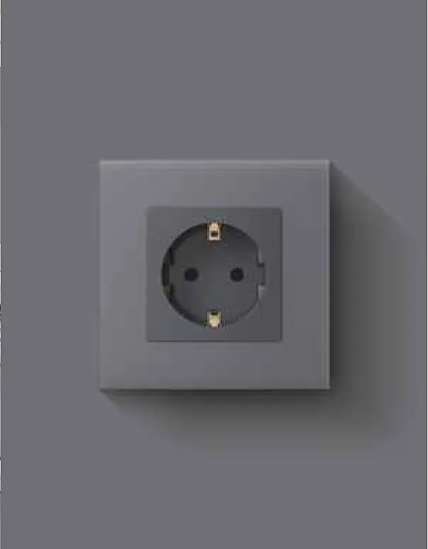 EU standart akıllı priz gri cam panel yakın çekim